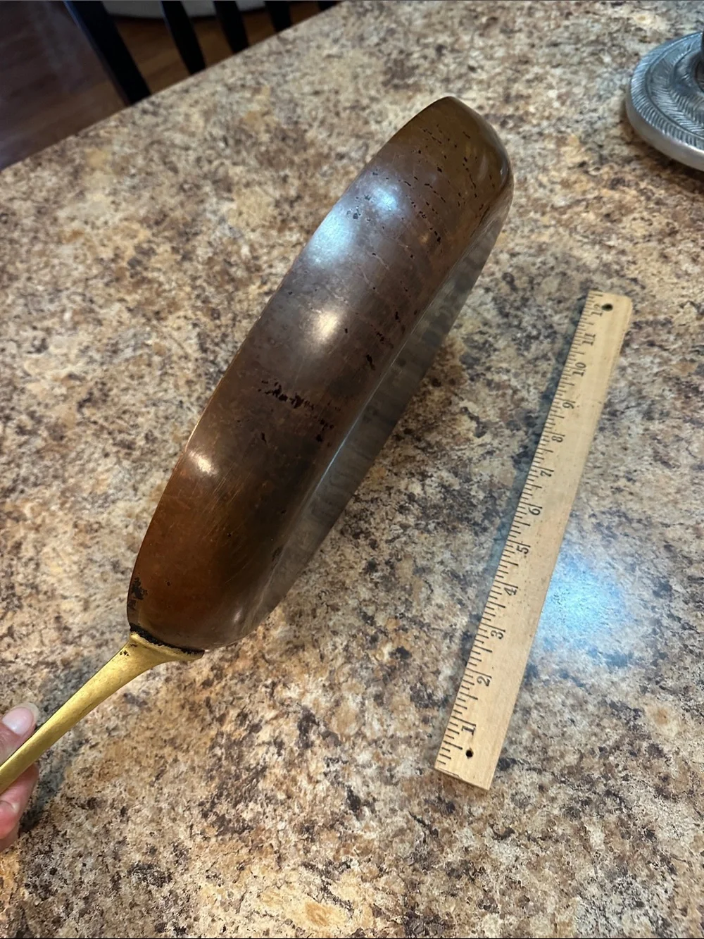 Revere Ware 1976 Brass-Handled Copper 12” Oval Frying Pan - Brown/Copper Finish